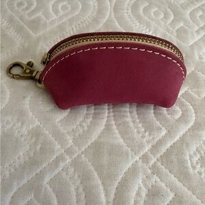 Portland Leather Pink Coin Pouch with Gold Zipper
